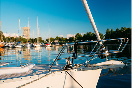 Riga, Latvia. Bow of White Yacht, a Nature Photo by Our Amazing World
