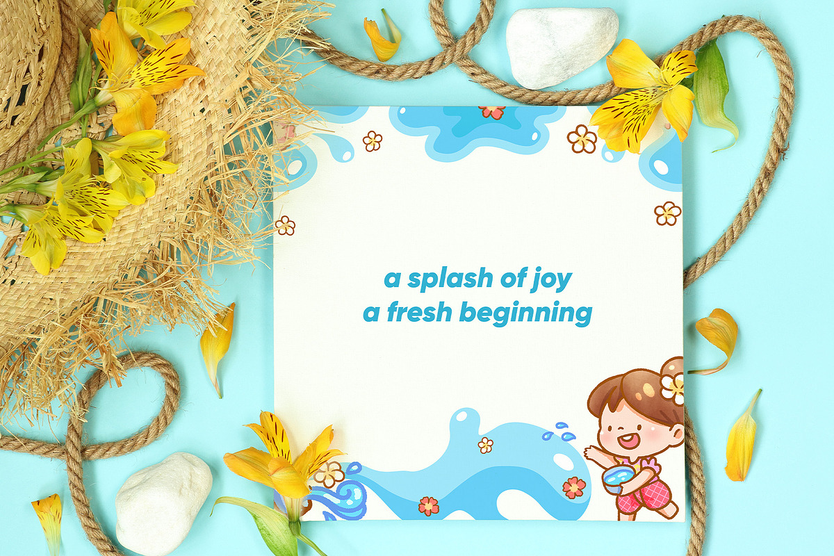 Thai Kids Songkran Splash Digital, a Seasonal Illustration by CreativeValuation (Photo 6 of 11)