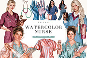 Watercolor Nurse Clipart Bundle, a Healthcare Illustration by BusyDaydesign (Thumbnail 1 of 9)