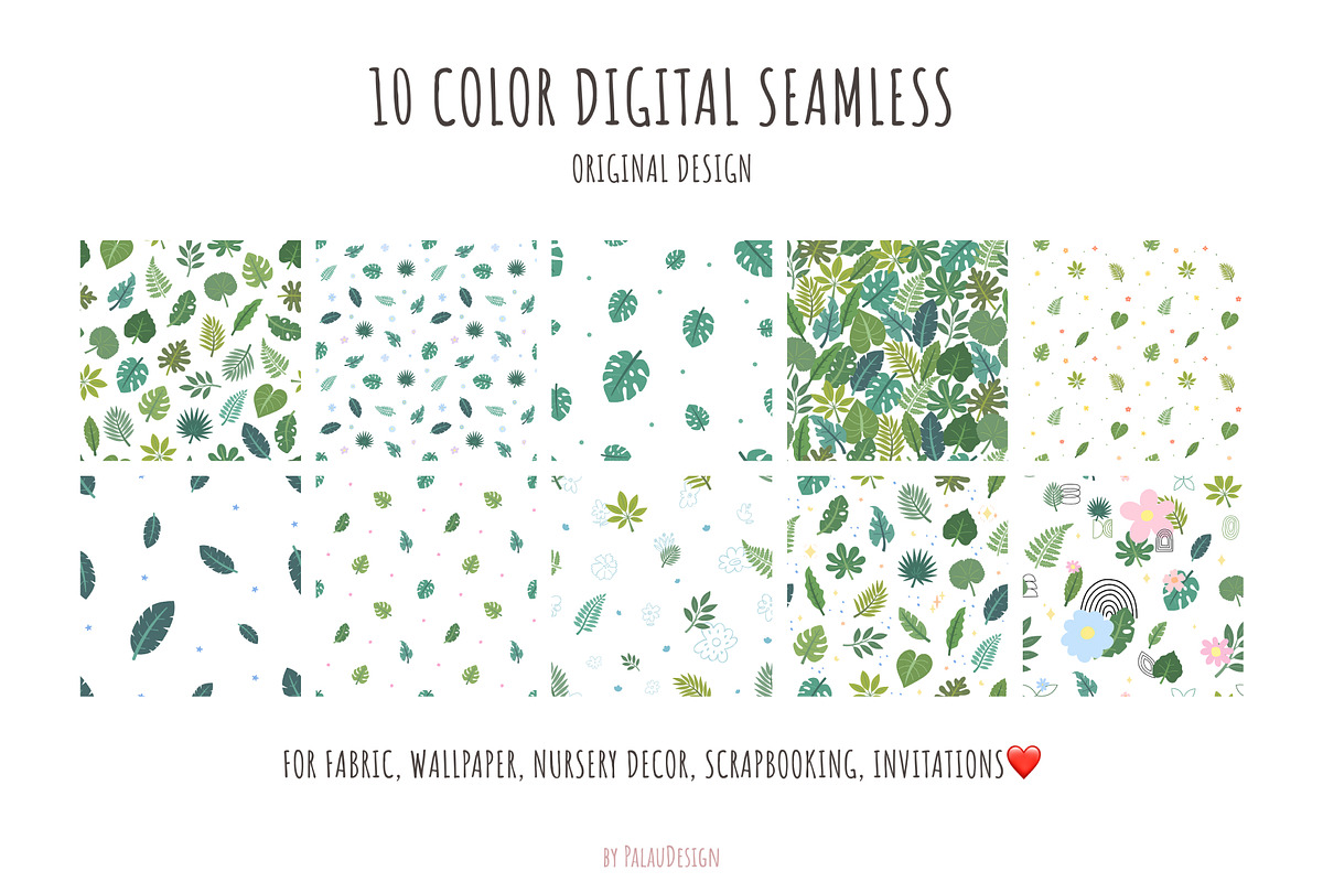 Leaf Seamless Patterns, a Pattern Graphic by Palau (Photo 6 of 9)