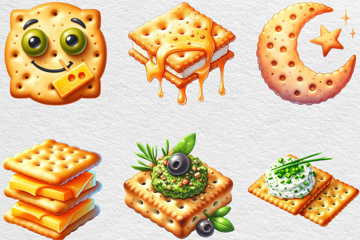Cracker Watercolor Clipart, an Illustration by Black Bird Studio (Photo 2 of 6)