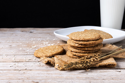 Healthy oatmeal cookies on wooden table, a Photo by etorres69
