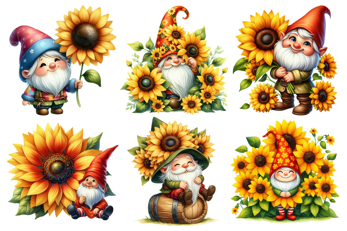 Gnome Sunflower Sublimation PNG, an Illustration by Pixels.Craft (Photo 2 of 7)