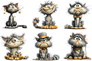Whimsical Funny Cat Clipart, an Illustration by CraftArtStudio (Thumbnail 4 of 6)