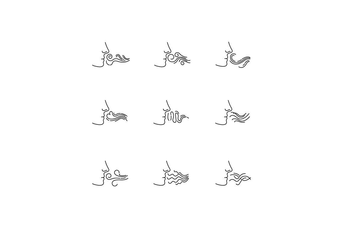 Nose Smelling Scent Icons Set by Img Visuals  Creative Market