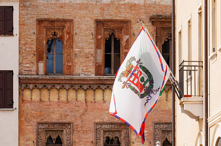 Casa del Mercante, built in 1455. Example of gothic and renaissance architectur, an Architecture Photo by Bepslabor