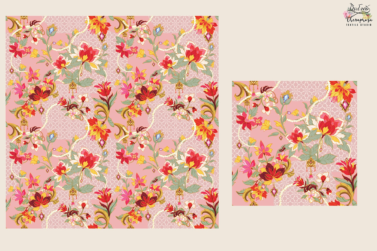 Royal floral jewel seamless pattern., a Pattern Graphic by Theraphosath (Photo 3 of 4)