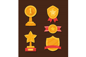 five prize awards icons, an Object Illustration by studiogstock