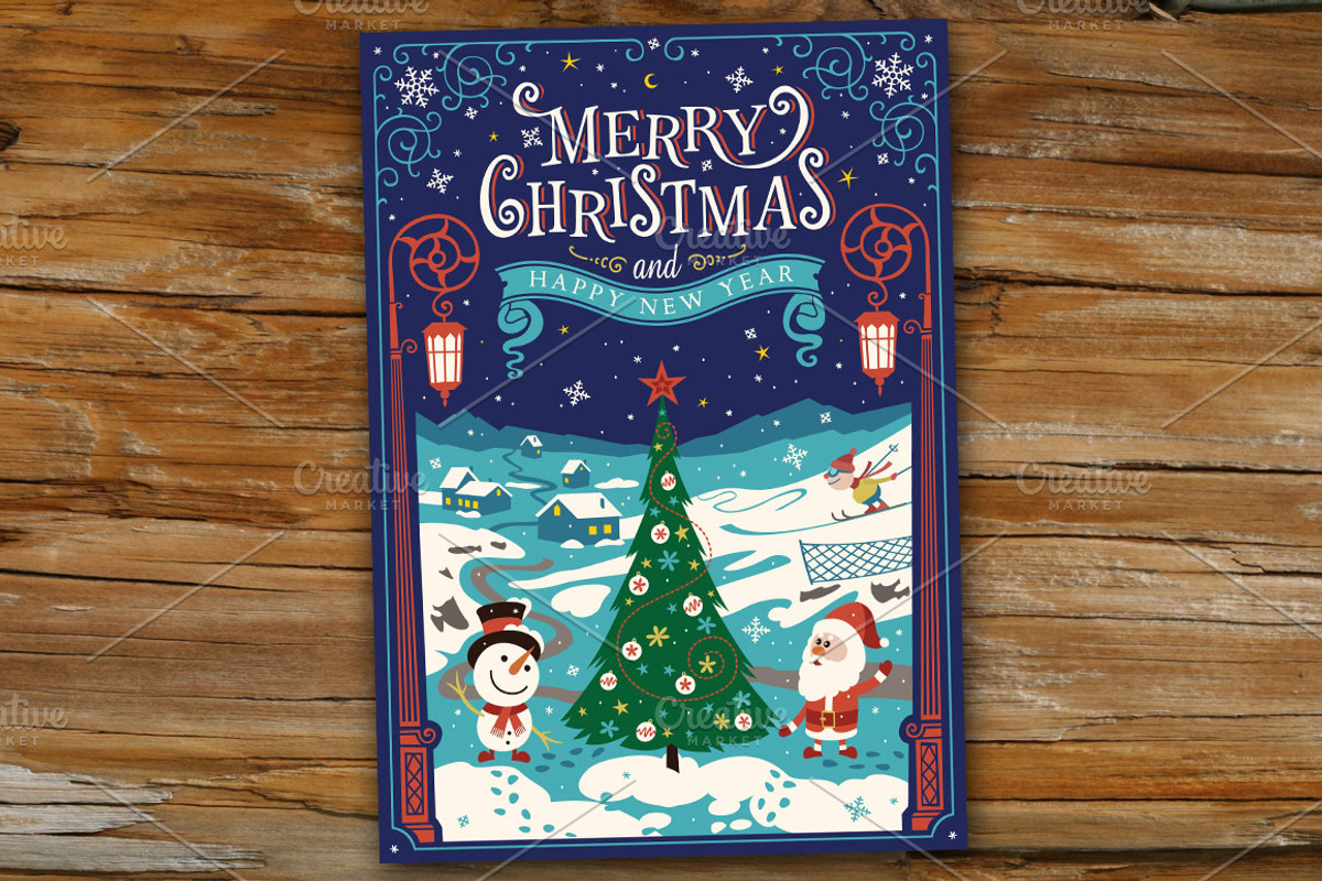 Merry Christmas Greetings Card., a Card Template by Azat1976