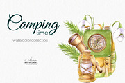 Camping watercolor clip art, a Sport Illustration by katmonne (Thumbnail 4 of 9)
