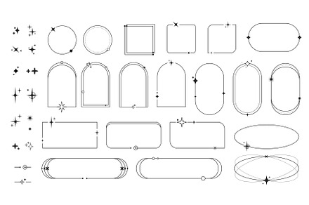 Minimal line frames with star, a Decorative Illustration by Vector Tradition