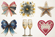 Faux Embroidery New Year Clipart, a Seasonal Illustration by RobertsArt (Thumbnail 6 of 7)