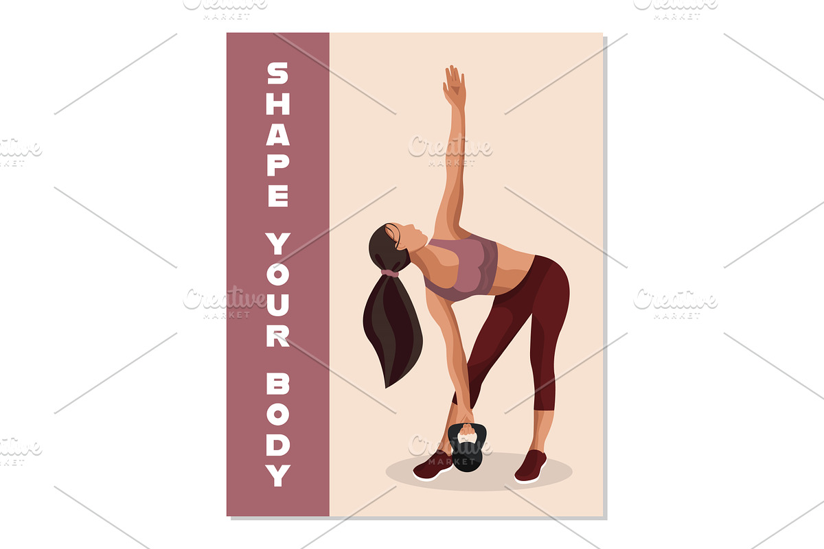Fitness woman performing a stretch, a Sport Illustration by okskukuruza