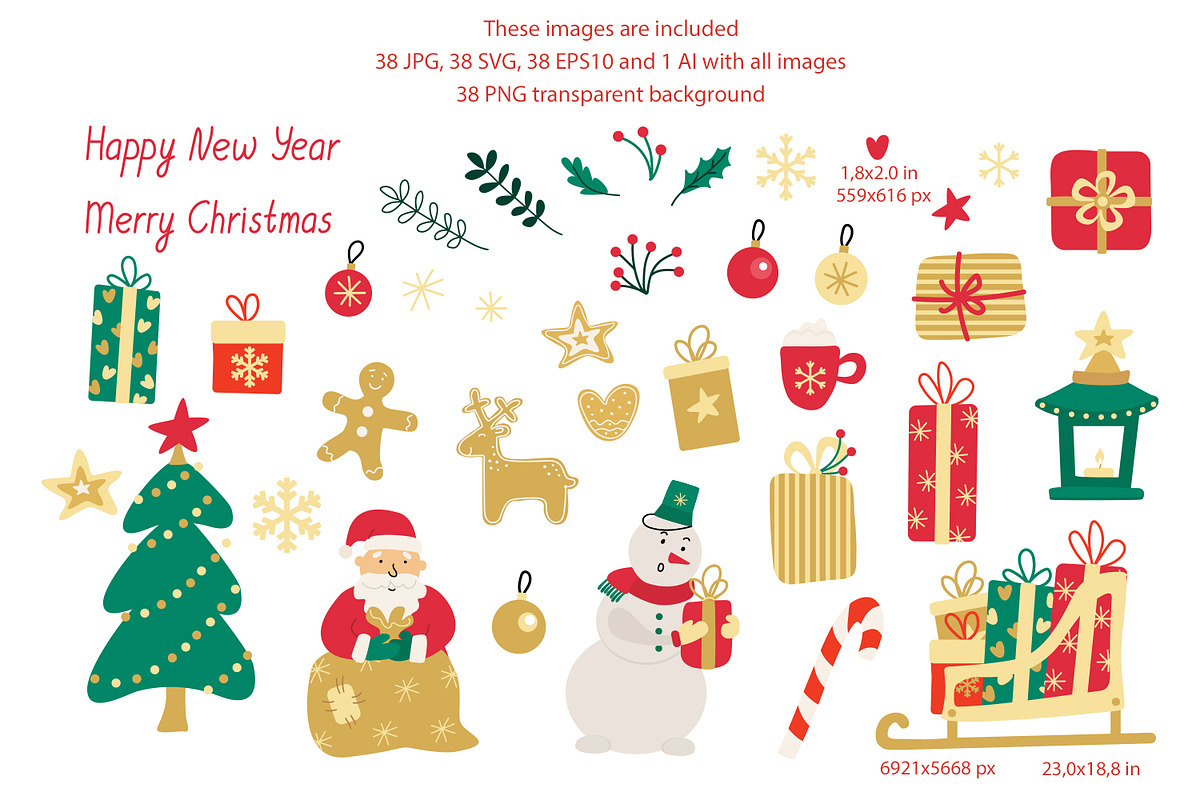 Merry Christmas Vector Collection, a Decorative Illustration by Anna Druzhkova (Photo 2 of 10)