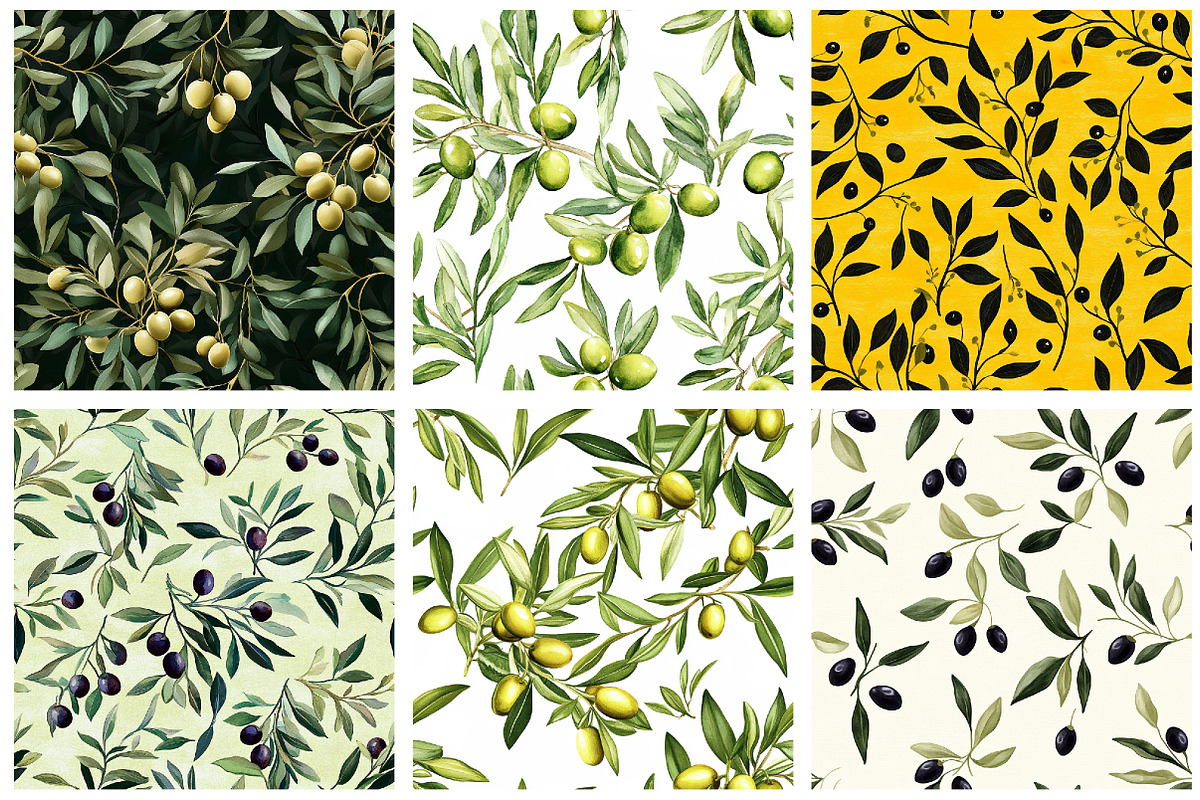 Olive Branches Patterns Digital Pape, a Pattern Graphic by designcity5 (Photo 4 of 5)