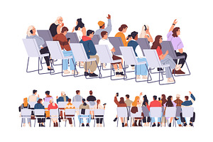 People sit on chairs, back view set, a Person Illustration by PaperTrident