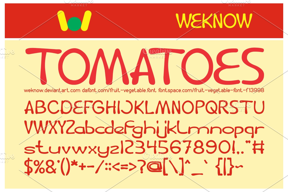 fruit vegetable font preview 5