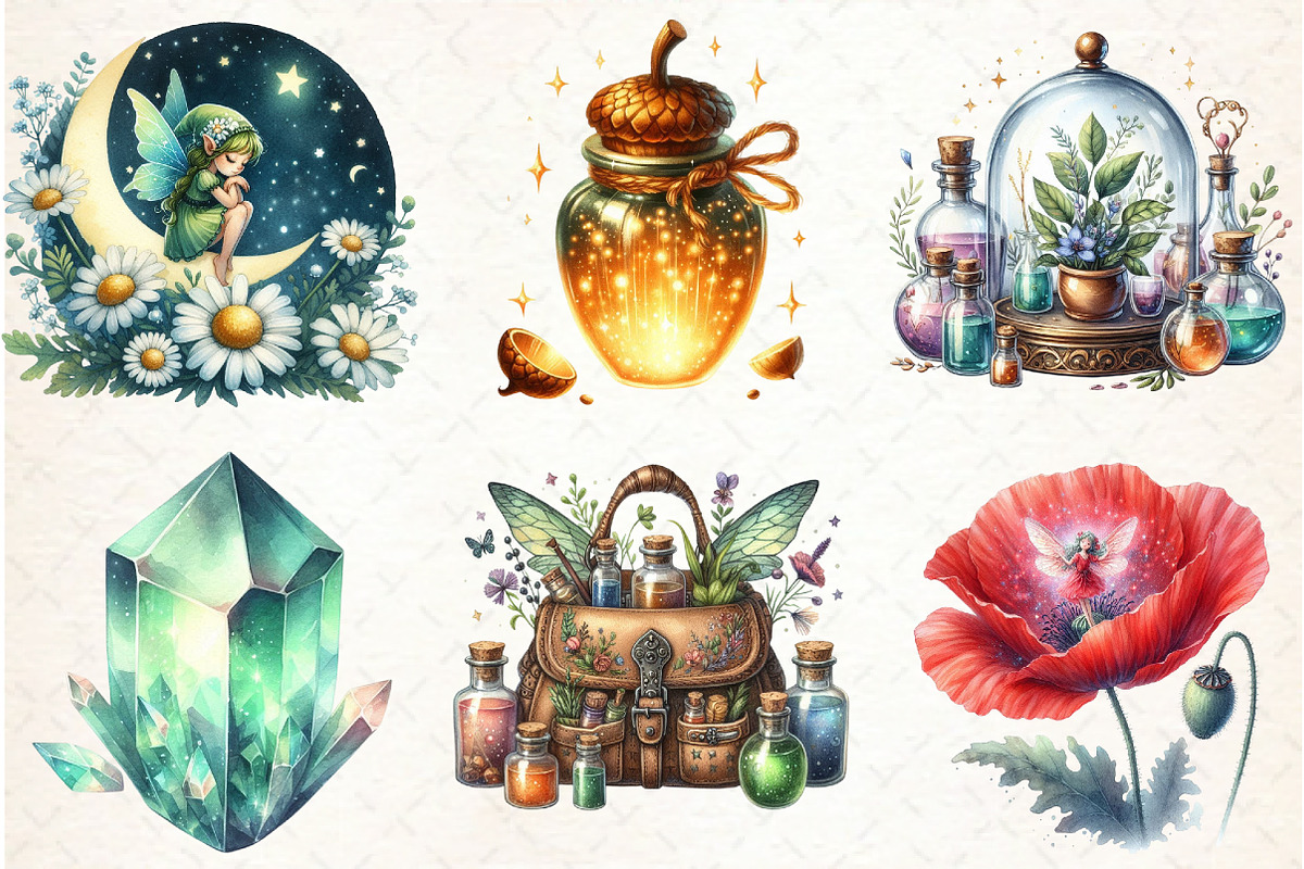 Fairy Apothecary Watercolor Clipart, an Illustration by Libby Wishes (Photo 2 of 7)