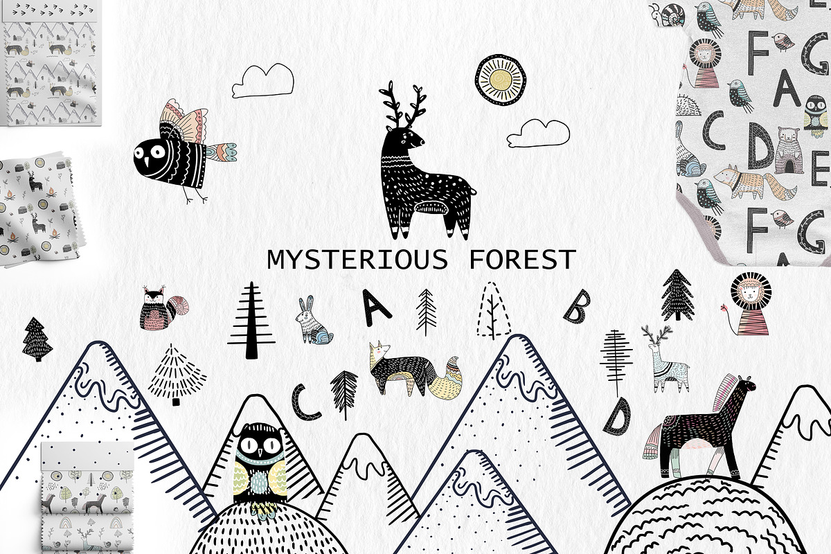 Scandinavian mysterious forest, a Pattern Graphic by Lineli (Photo 1 of 13)