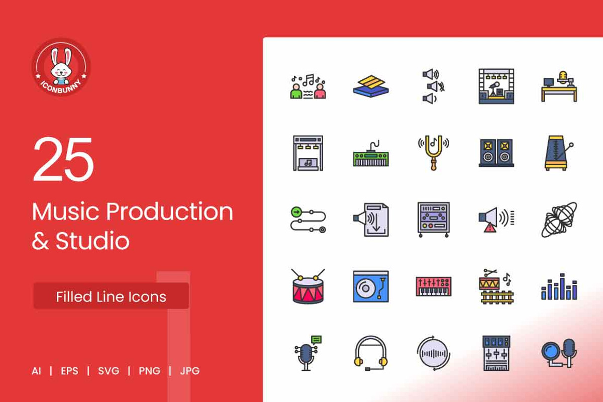 25 Music Production & Studio Icons, an Icon by IconBunny (Photo 1 of 2)