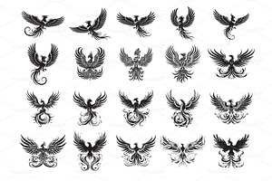 Vector collection of Phoenix birds., an Animal Illustration by yod67