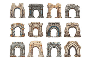 Ancient stone portals isolated. Old, a Graphic by LadadikArt