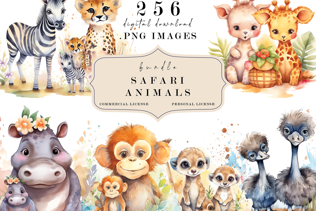 Safari Animals Watercolor Clipart, an Animal Photo by Redwood Digital Art (Photo 3 of 4)