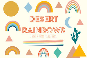 Desert Rainbow Clipart and Patterns