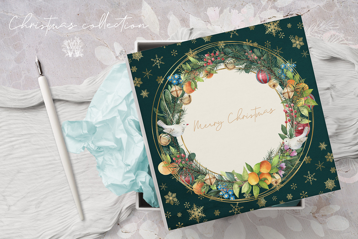 Watercolor Christmas clip art set, an Illustration by WonderWonder (Photo 2 of 21)