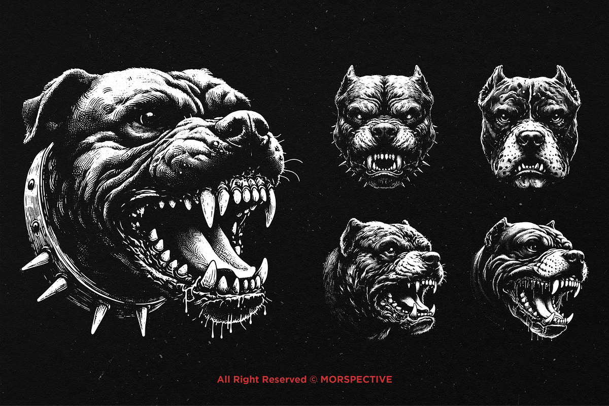 10 Bundle Dark Art Pitbull Dog Beast, an Illustration by Morspective (Photo 5 of 7)