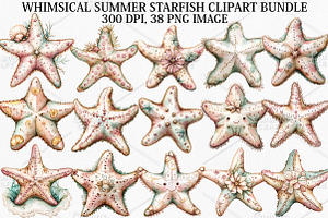 Whimsical Summer Starfish Clipart, an Illustration by Canvas Craft