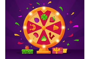 Cartoon fortune wheel concept. Spin, an Illustration by LadadikArt