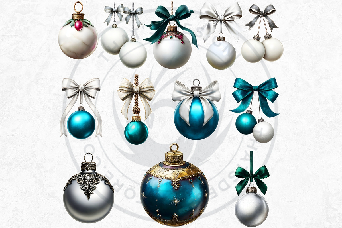 Christmas Baubbles Cliparts, a Seasonal Illustration by ThatsDesignArt (Photo 10 of 16)