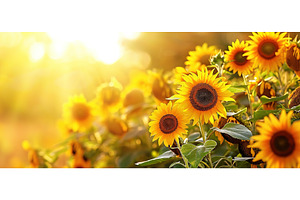 Sunflower Field at Golden Hour, a Nature Photo by Lermont51