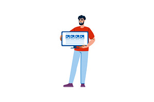 Content creator holding computer, a Technology Illustration by pikepicture