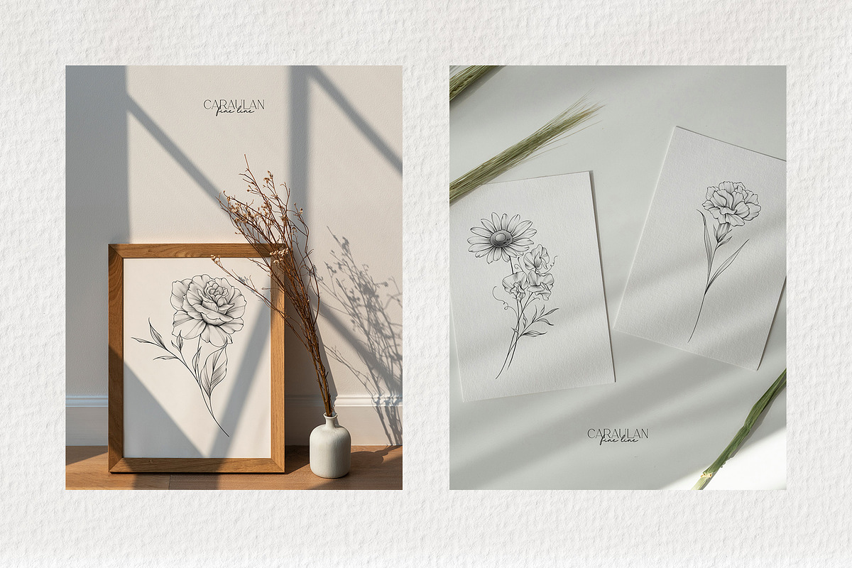 Birth flowers fine line (Half year), a Brush Add-On by CaraulanStore (Photo 4 of 5)