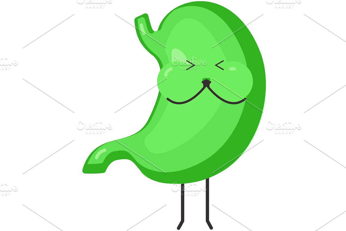 Stomach nausea vector cute sick, a Healthcare Illustration by SiberianArt