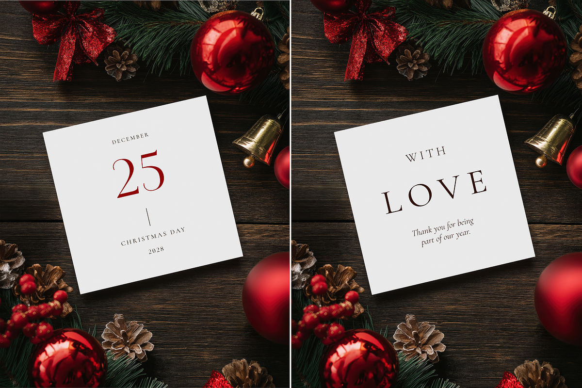 5x5 Christmas Greeting Card Mockup, an Advertising Mockup by Serenefeeling (Photo 2 of 7)