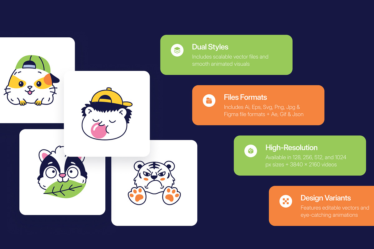 135 Cute Animal Hand-drawn Bundle, an Emoji Icon by Brickclay (Photo 2 of 12)