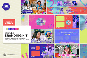 YouTube Branding Kit - Y2K Neon, a Social Media Template by KloudCanvas