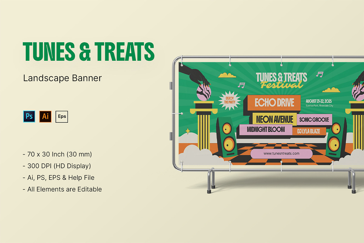 Tunes & Treats - Landscape Banner, a Print Template by StreaksideStd (Photo 1 of 3)