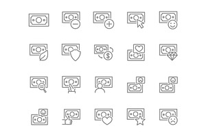 Set of money line icon. Flying cash, an Object Illustration by GraphiShop