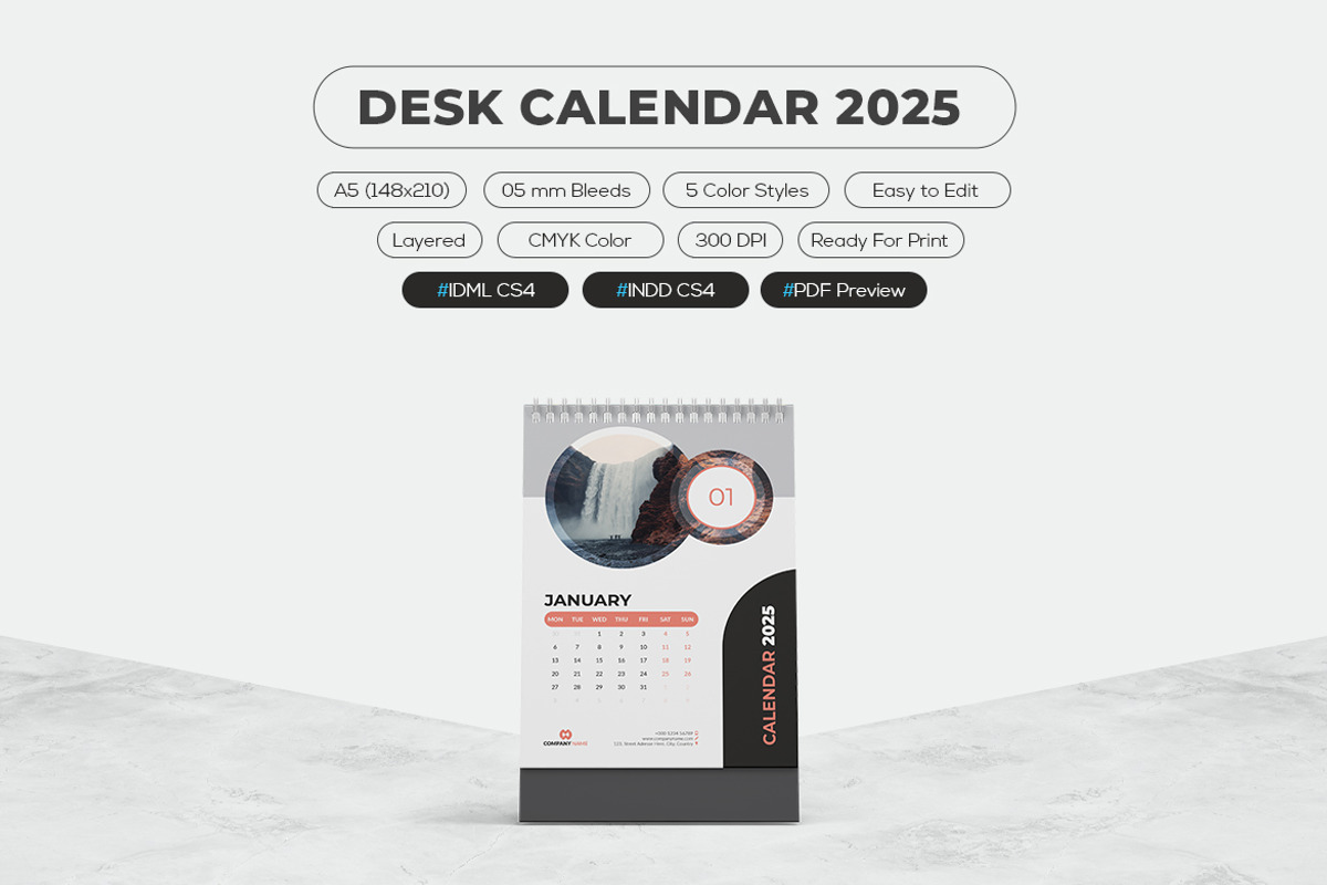 2025 Desk Calendar, a Stationery Template by MstArtwork (Photo 1 of 6)