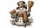 Snowman With Gift Clipart PNG, an Illustration by Memories By Lea (Thumbnail 12 of 17)