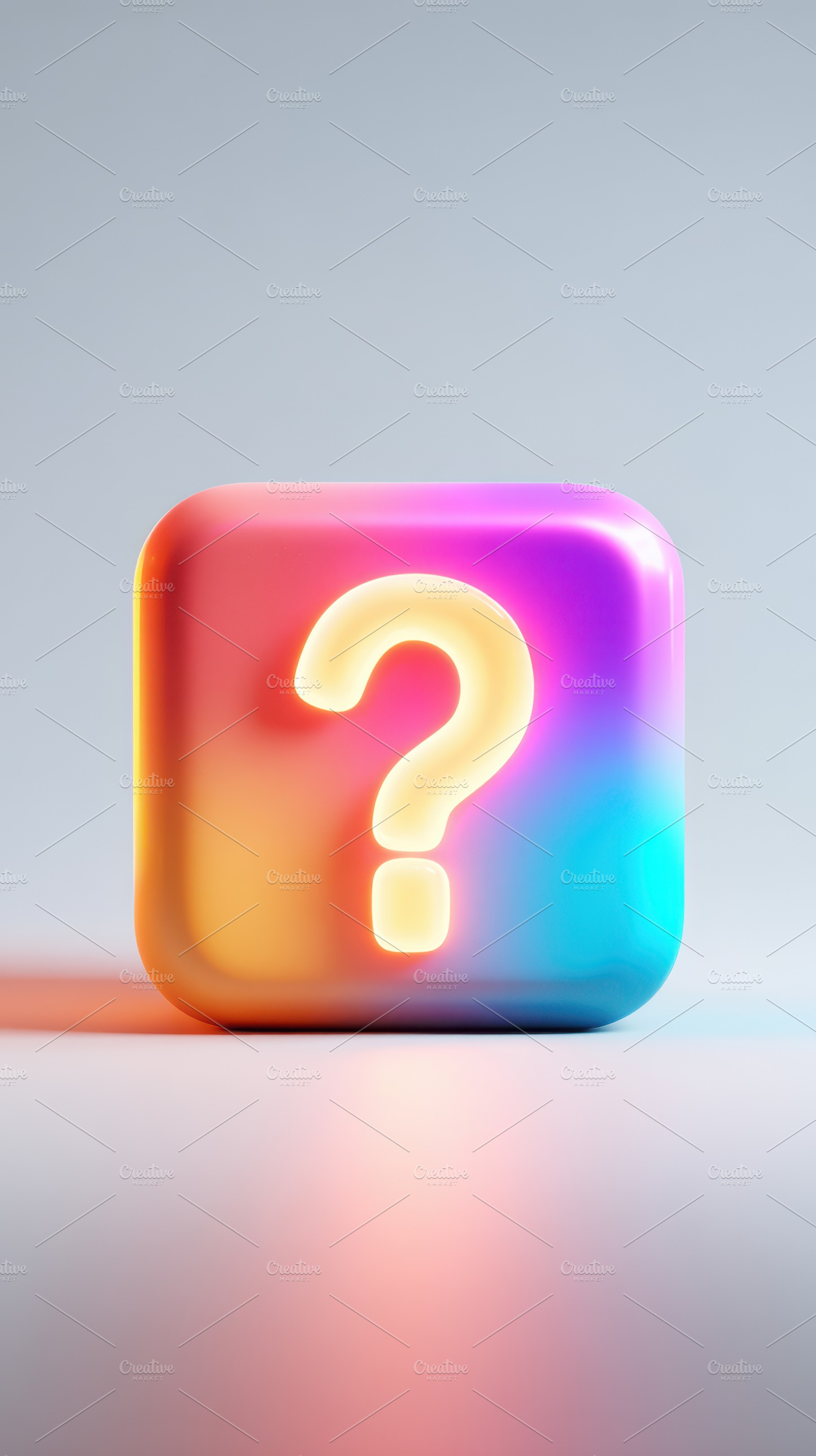 Glowing question mark on a pastel background, an Abstract Photo by AlyaAnd