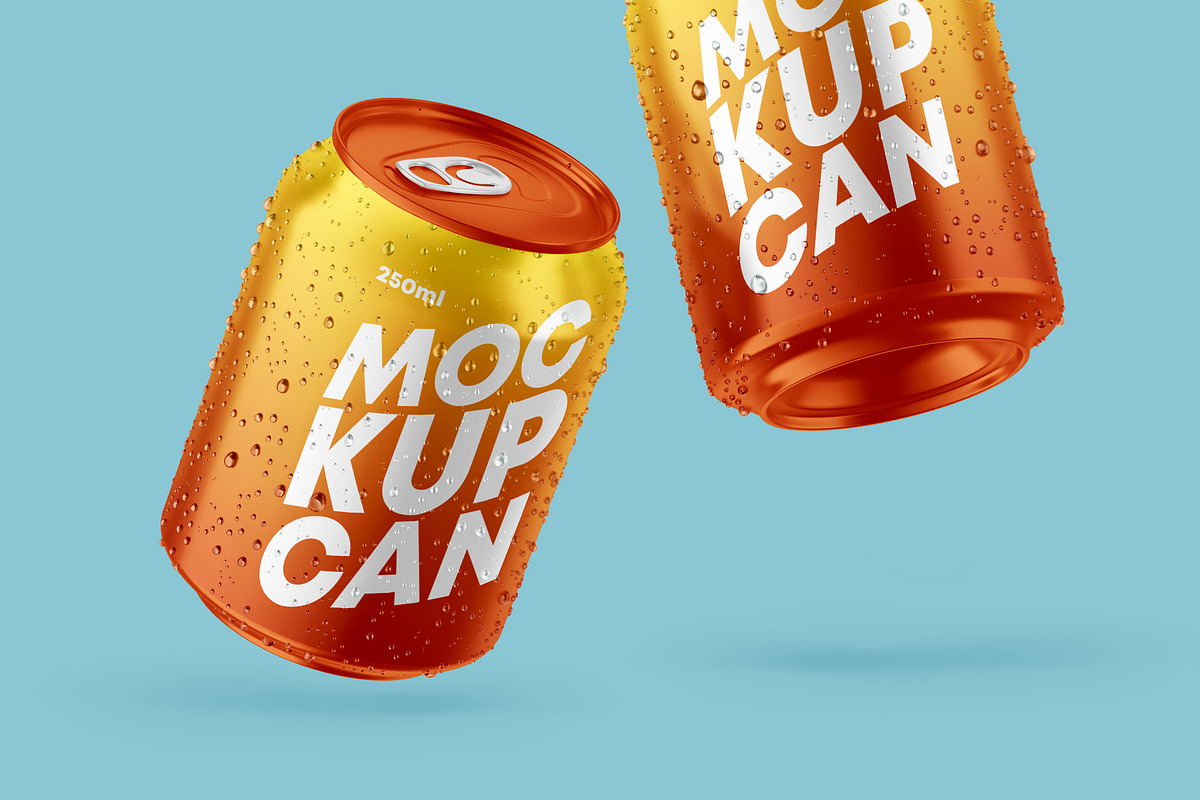 250ml 6 Small Metallic Can Mockups, a Product Mockup by Graphic Bird (Photo 8 of 9)