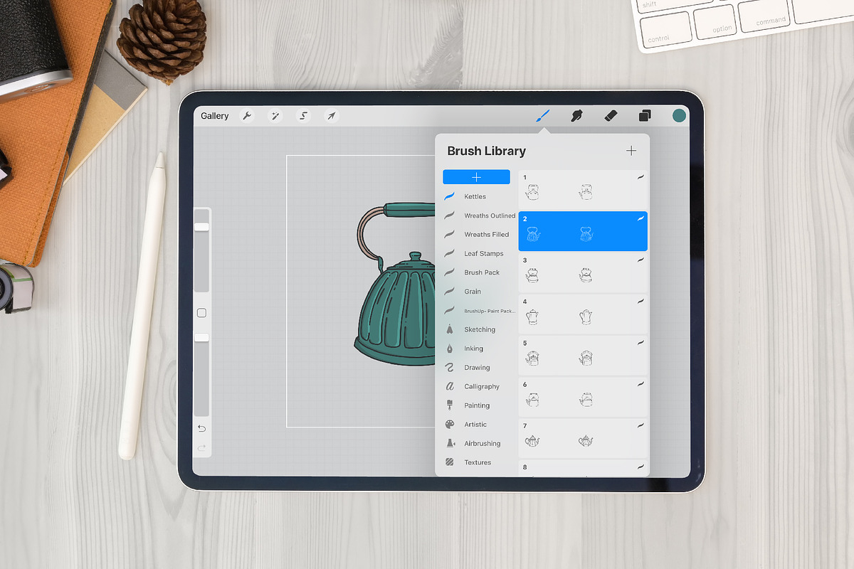 Kettles Stamp Brushes| for Procreate, a Brush Add-On by Wander Designs (Photo 4 of 5)