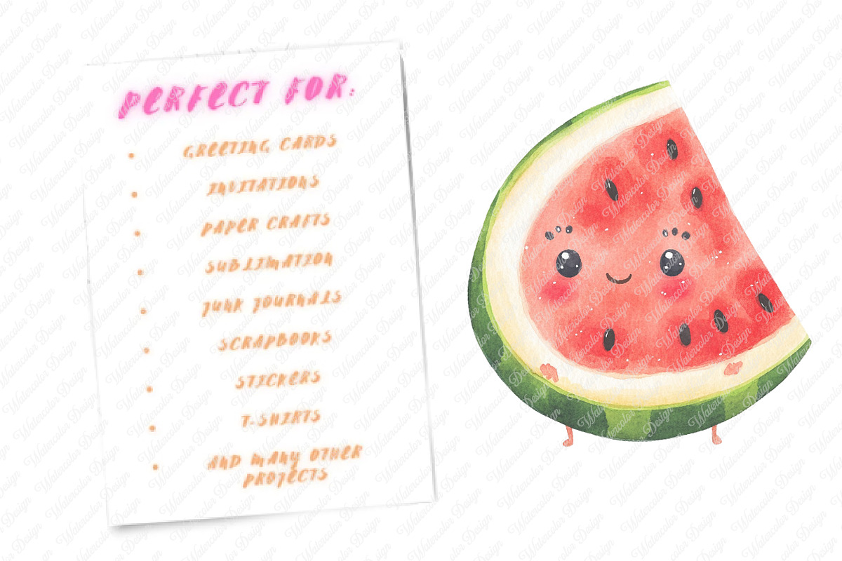 Summer Juicy Watermelon Clipart, an Illustration by Watercolor design (Photo 11 of 11)