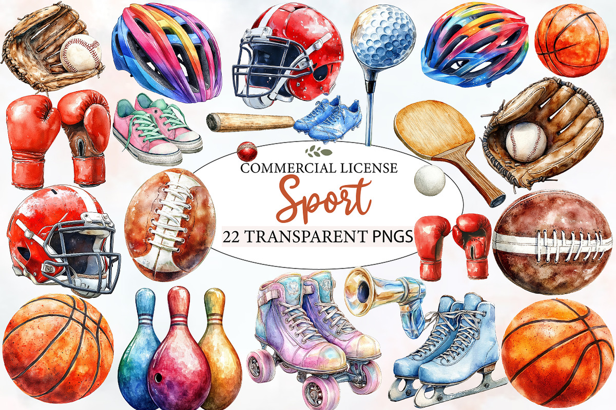 Watercolor Sport Clipart, an Illustration by Designworld (Photo 1 of 6)