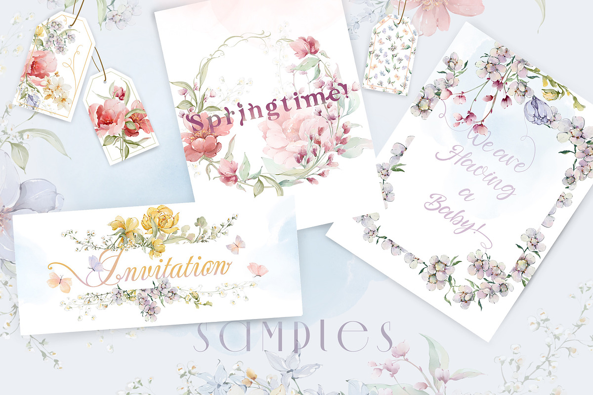 Wildflowers Watercolor bloom set, a Decorative Illustration by Edith’s World (Photo 2 of 9)